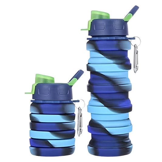 Compact Collapsible Silicone Bottle army blue (500ml)