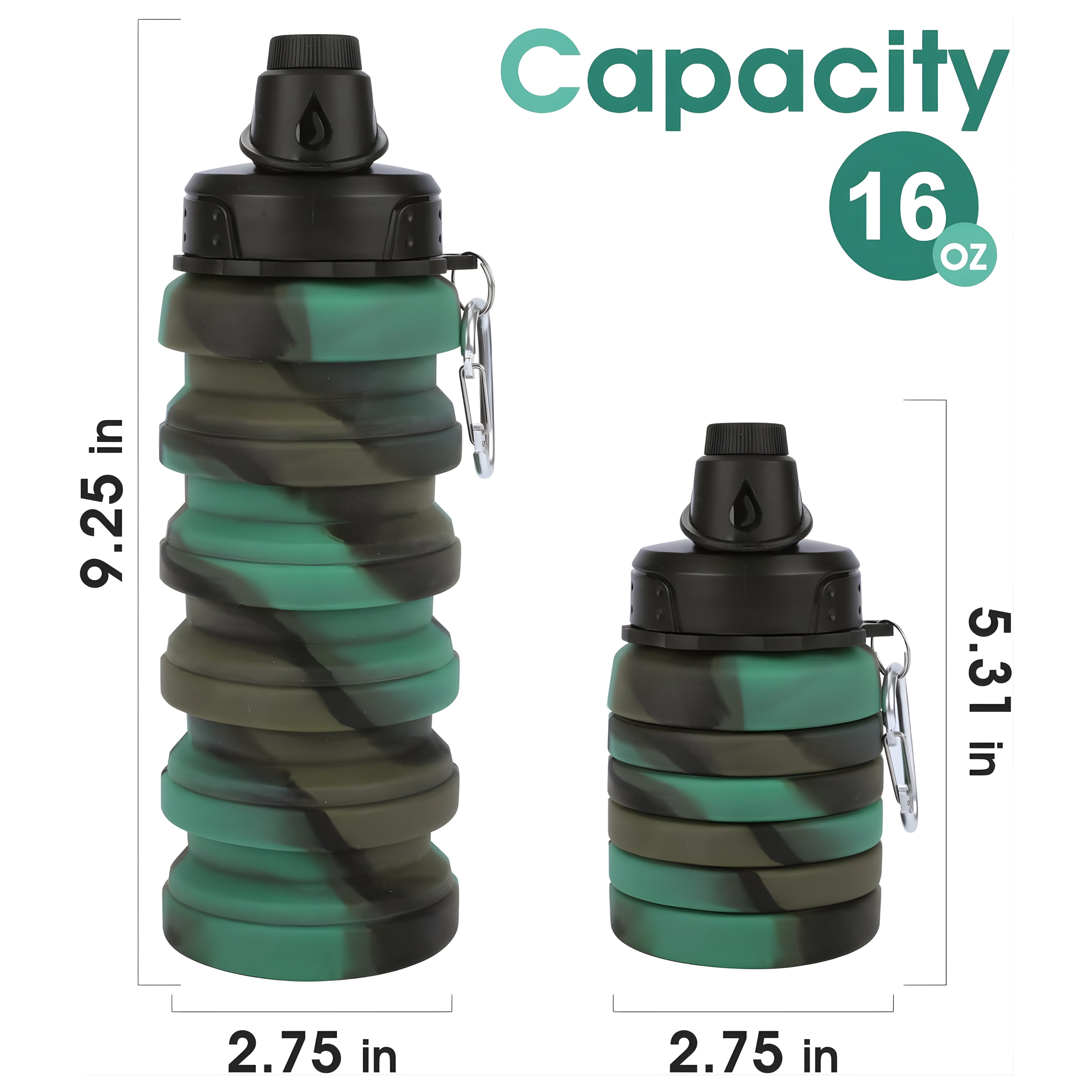 Compact Collapsible Silicone Bottle army green (500ml)