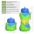 Green Dotted Collapsible Silicone Water Bottle (600 ml)