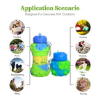 Green Dotted Collapsible Silicone Water Bottle (600 ml)
