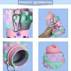 Purple Dotted Silicone Collapsible Water Bottle (600ml)