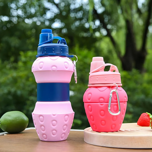 Soft Strawberry dotted silicone water Bottle (600ml)