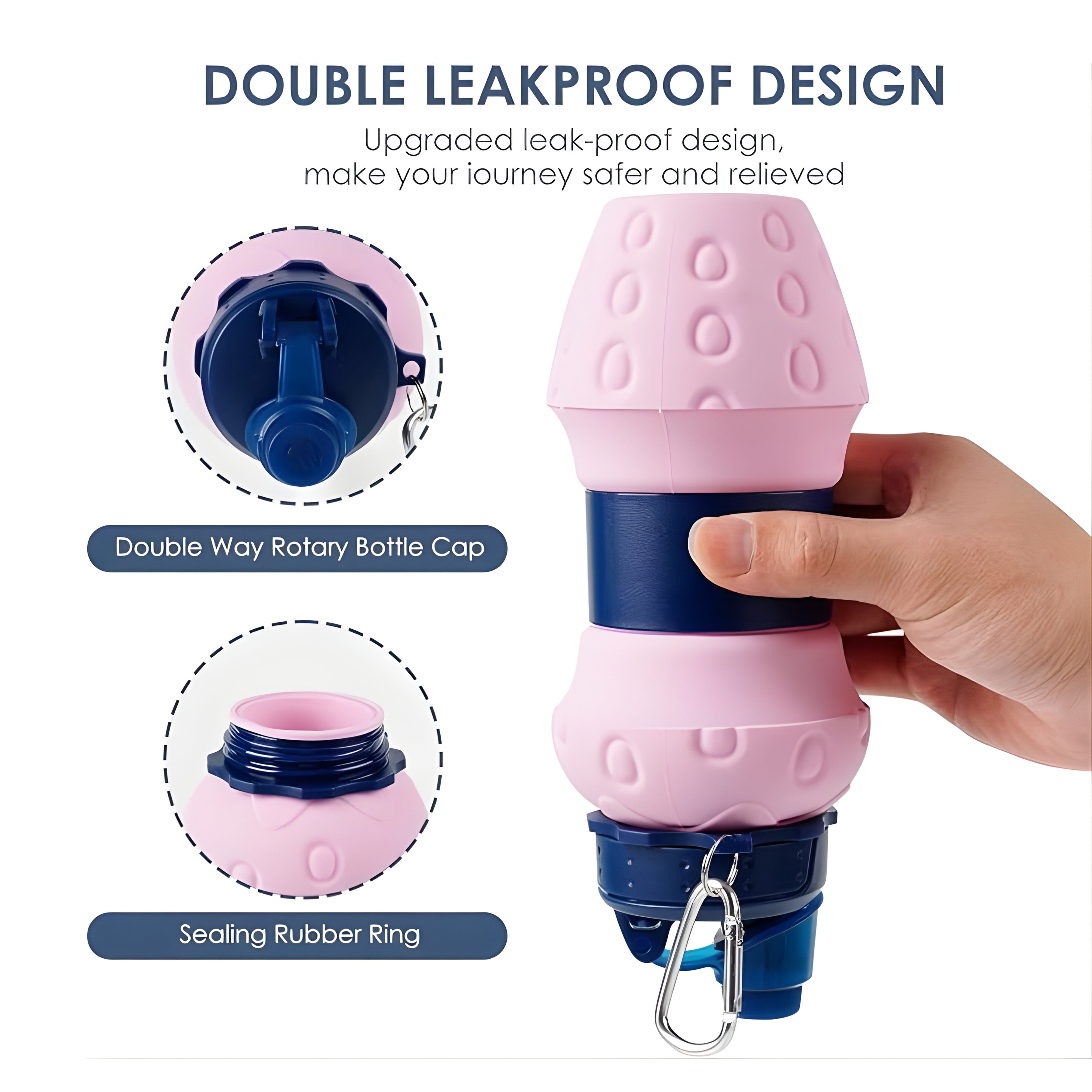 Soft Strawberry dotted silicone water Bottle (600ml)