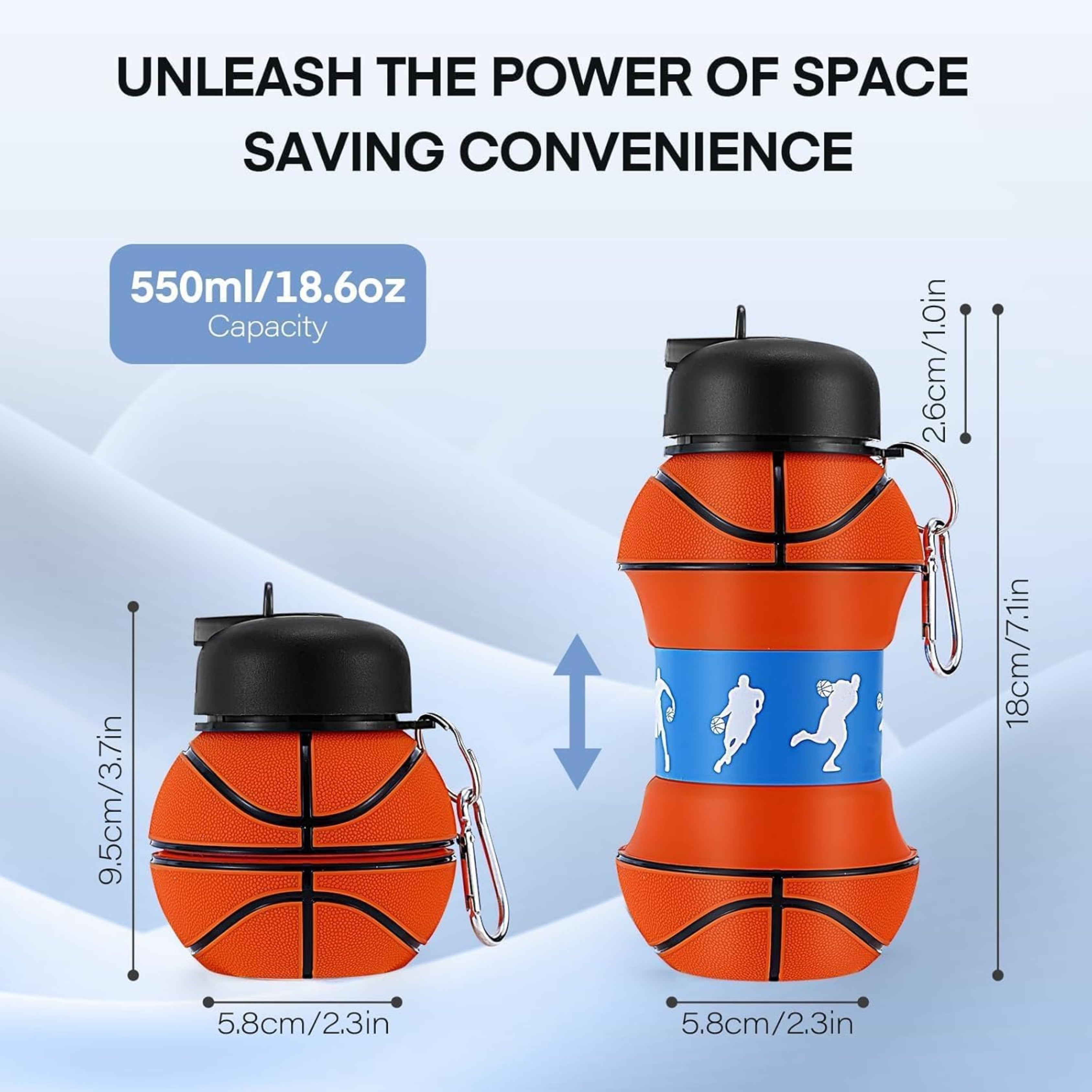 Basketball Design Collapsible Water Bottle (600ml)