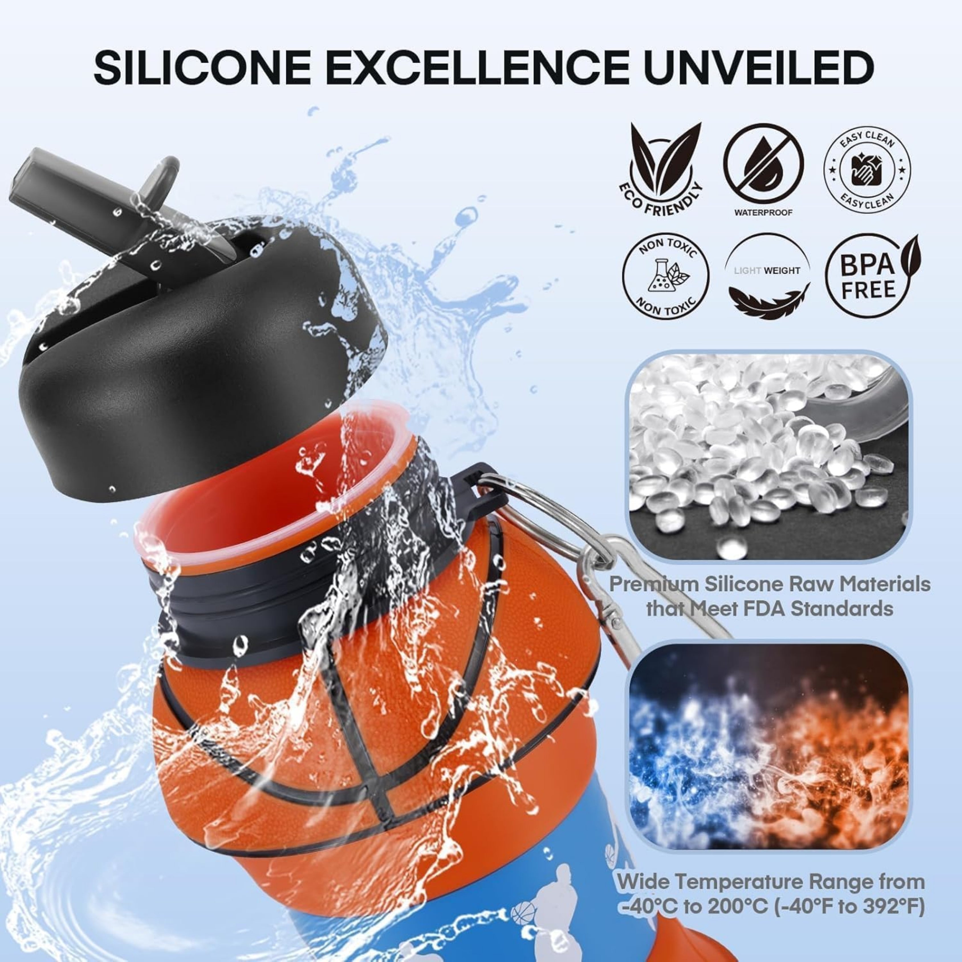 Basketball Design Collapsible Water Bottle (600ml)