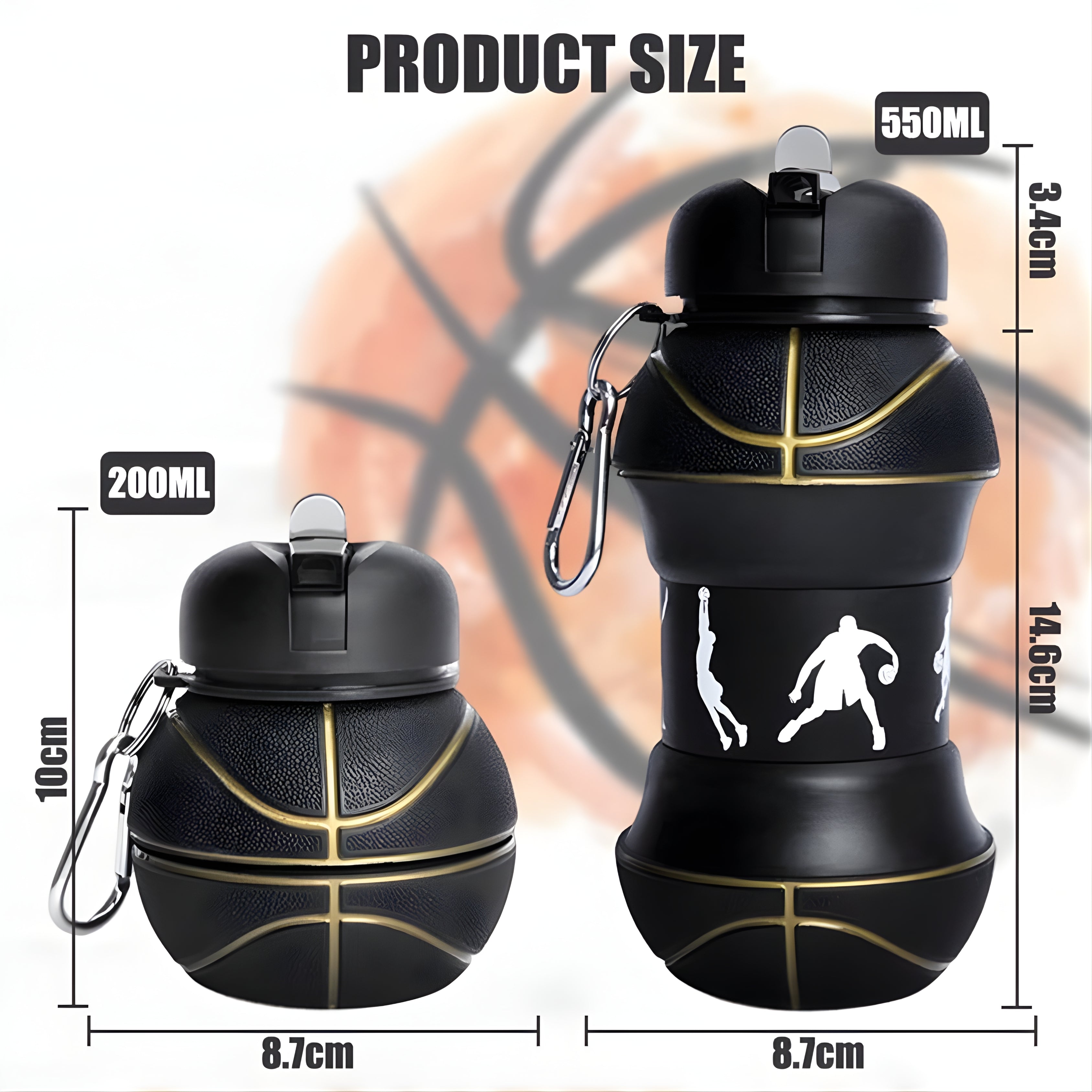 Black Ball Collapsible Water Bottle (600ml)