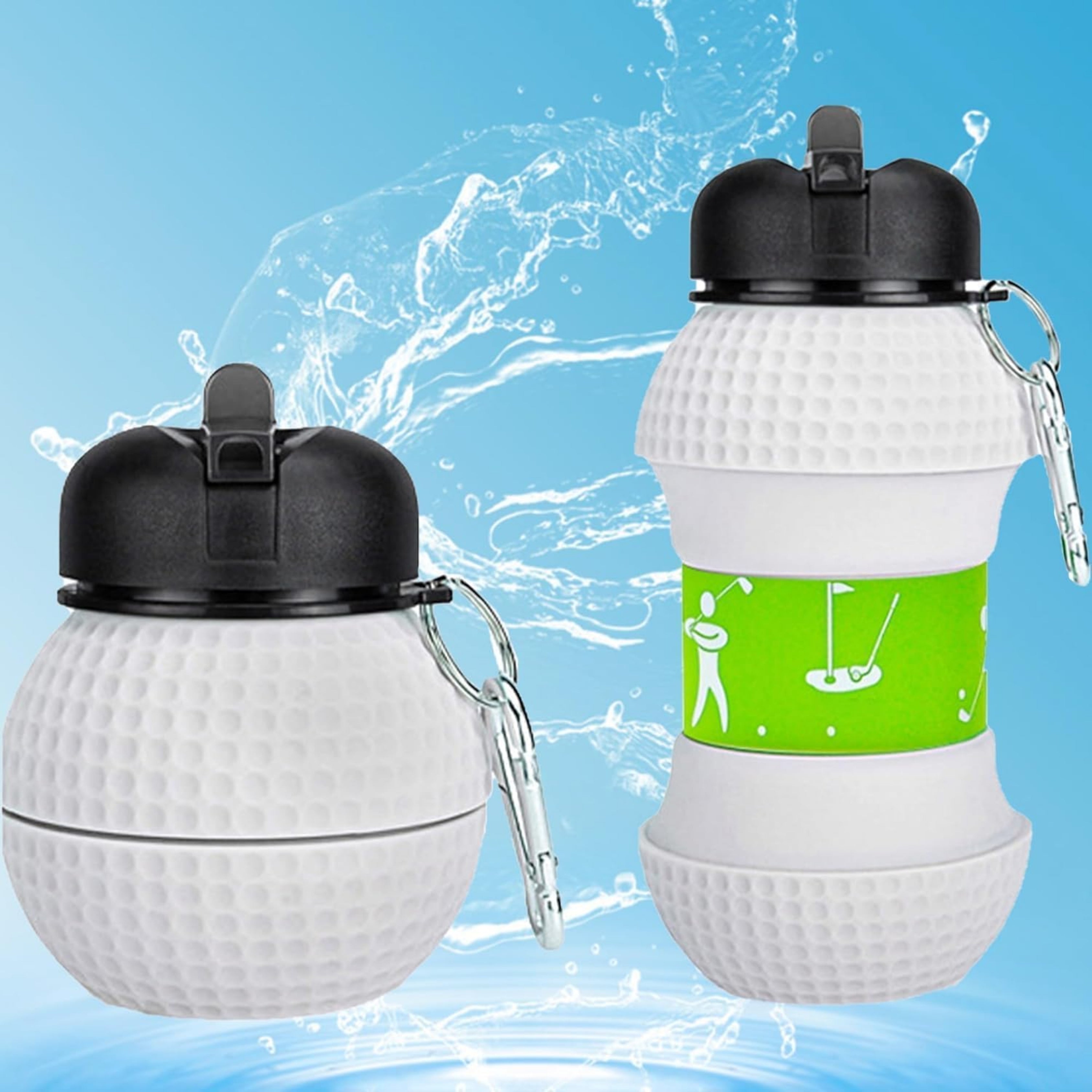 Golf Ball Collapsible Water Bottle (600ml)