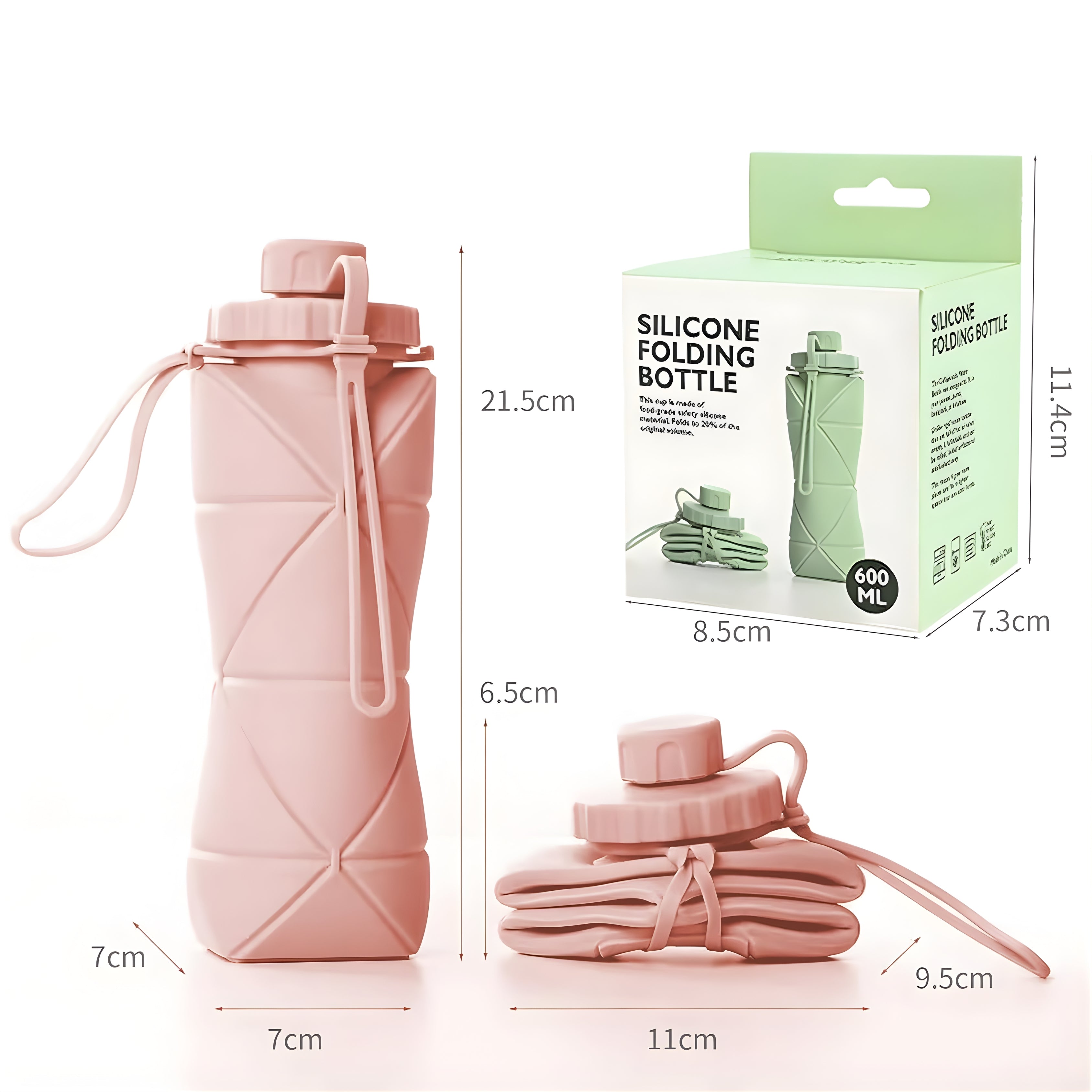 Foldable BPA-Free Silicone Water Bottle (600ml)