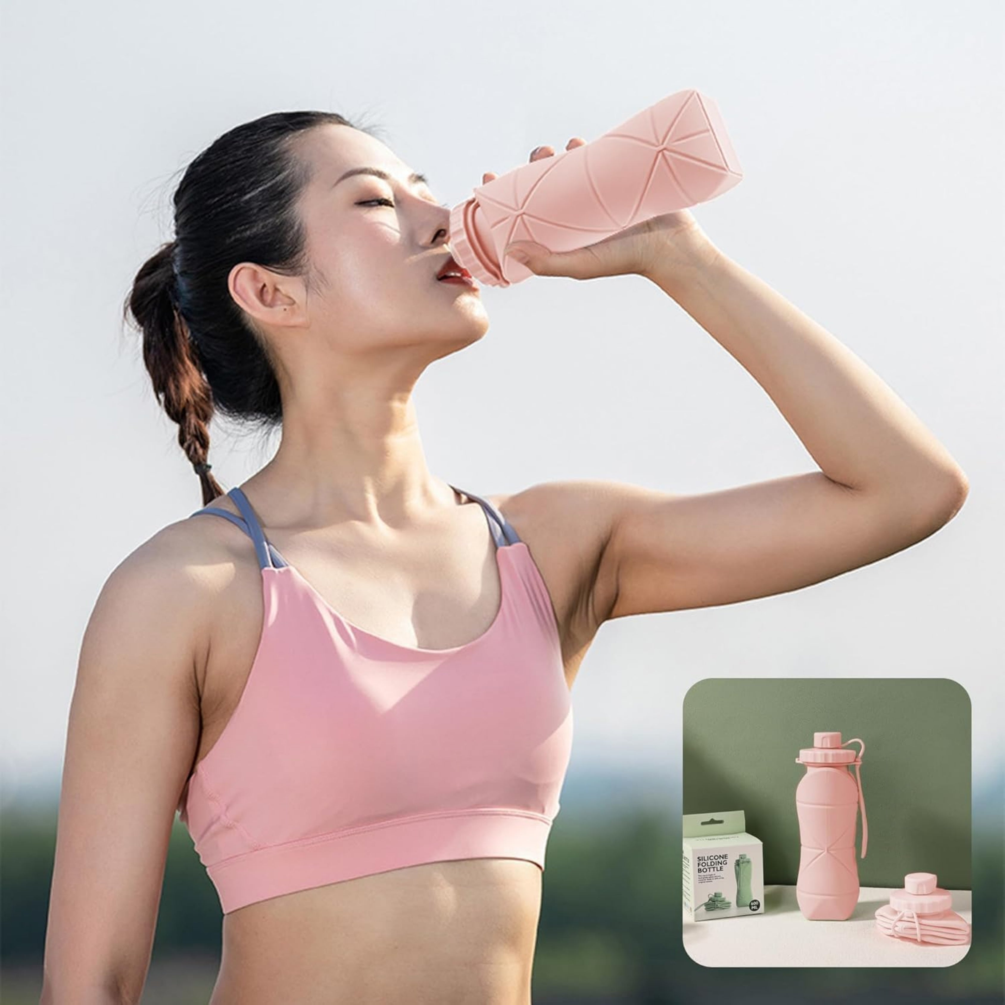 Foldable BPA-Free Silicone Water Bottle (600ml)