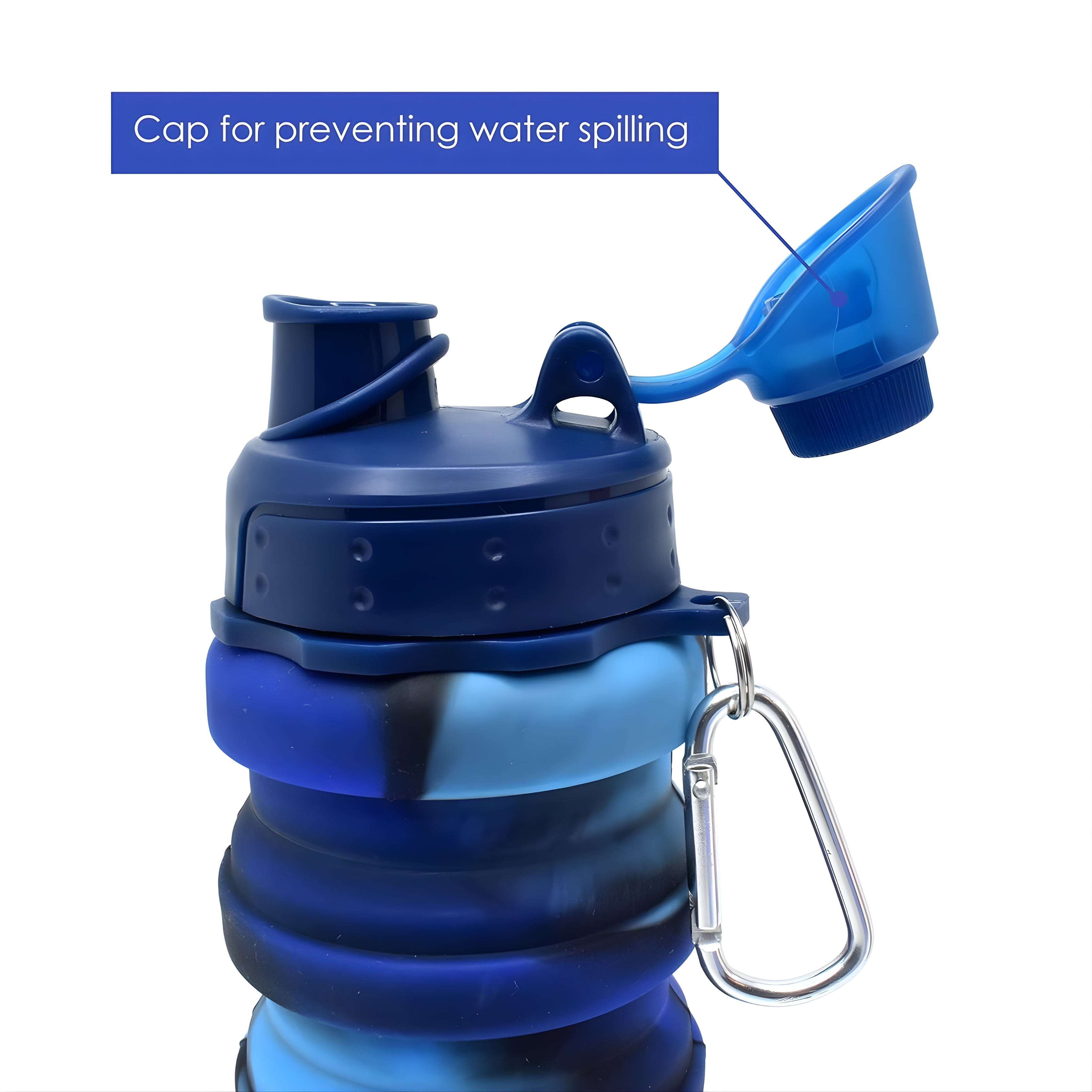 Compact Collapsible Silicone Bottle army blue (500ml)