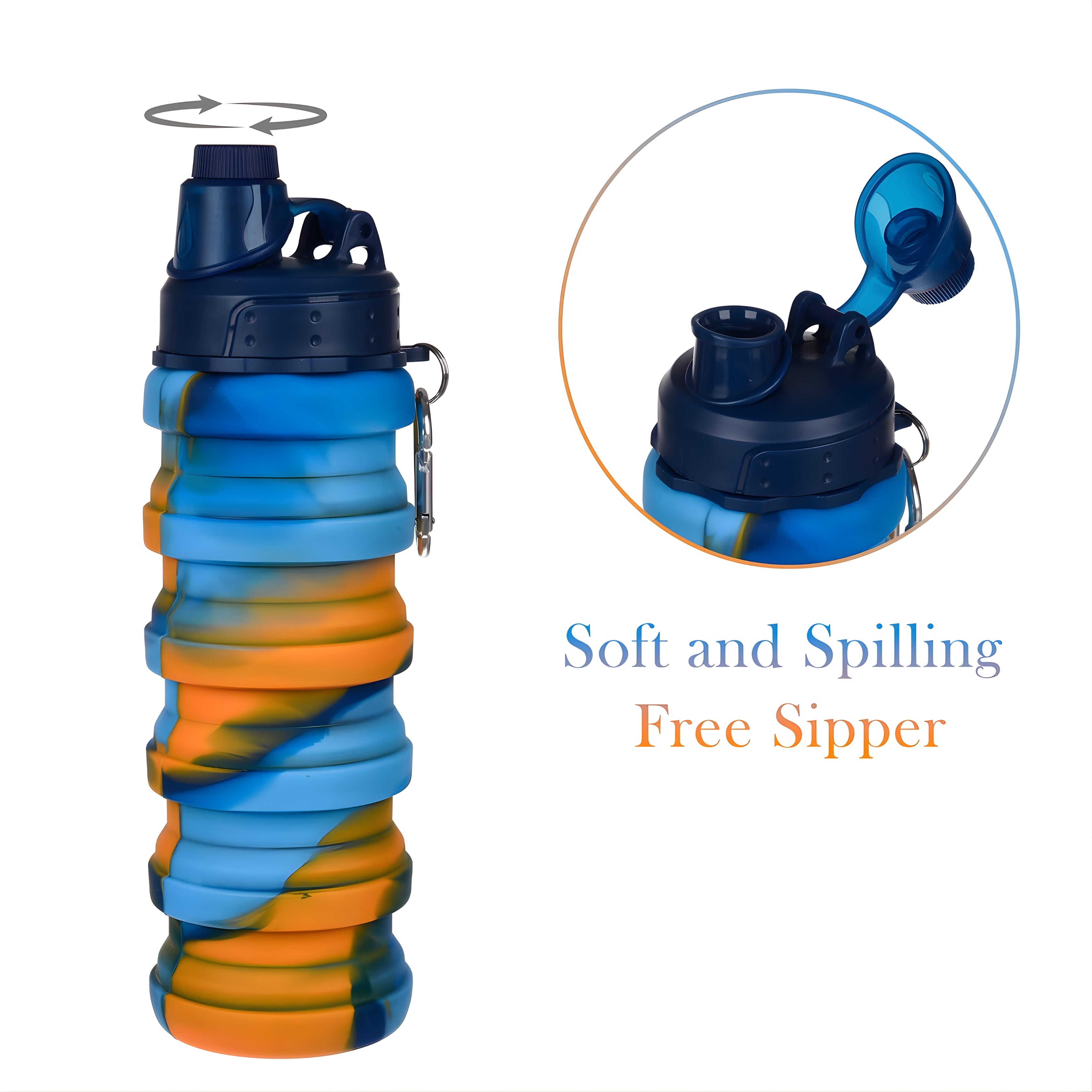 Compact Collapsible Silicone Bottle army orange (500ml)