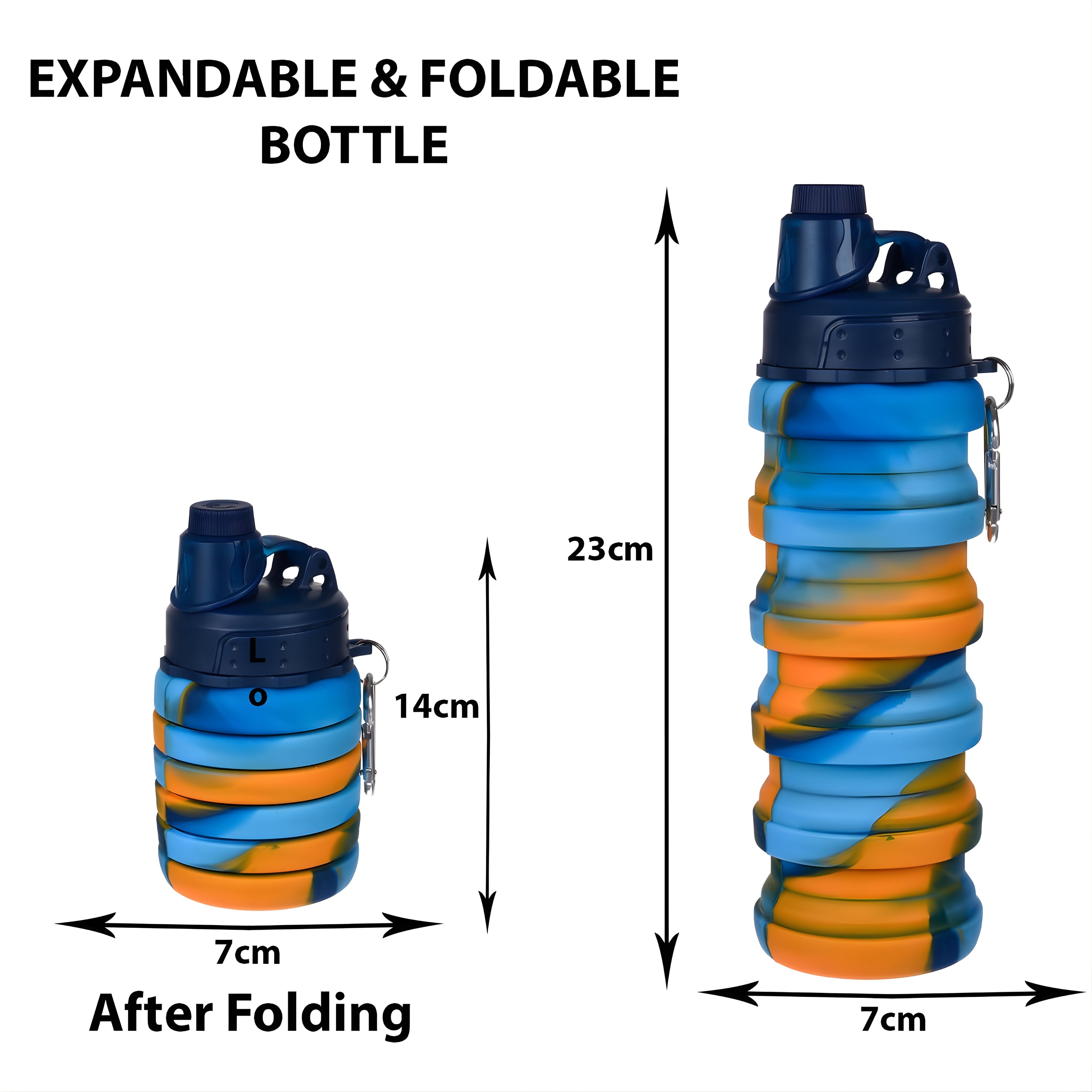 Compact Collapsible Silicone Bottle army orange (500ml)