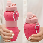 Soft Strawberry dotted silicone water Bottle pink (600ml)