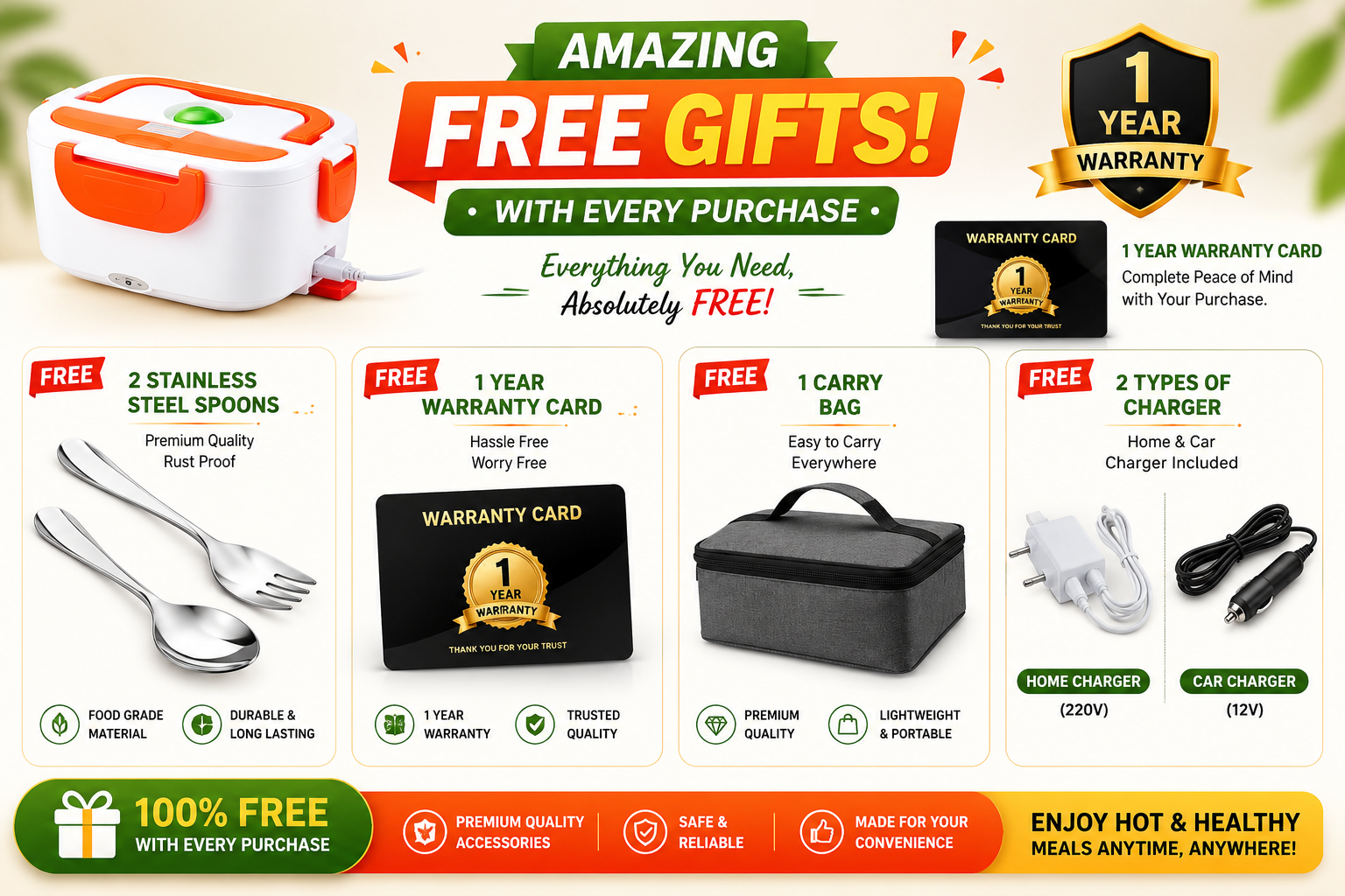🍱 ELECTRIC LUNCH BOX – Hot Food Anytime!